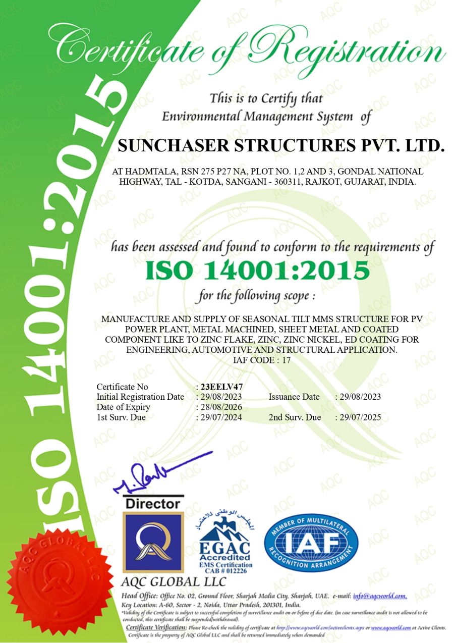 ISO 14001:2015 certificate