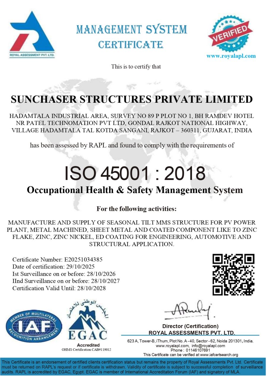 ISO 45001:2018 certificate